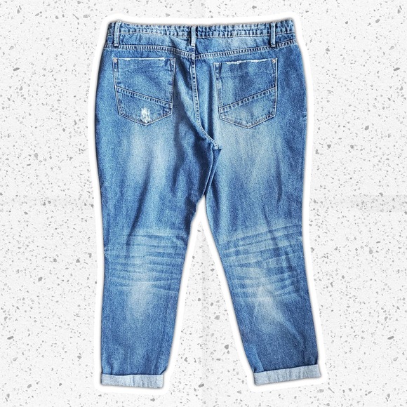 JUSTFAB Distressed Ankle Cropped Medium Washed Denim Jeans Sz 34 NWT - Picture 2 of 8